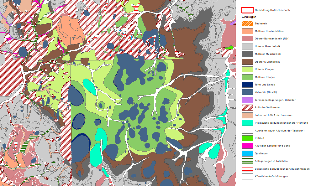 Karte mit verschieden Farbig makierten Bereichen
