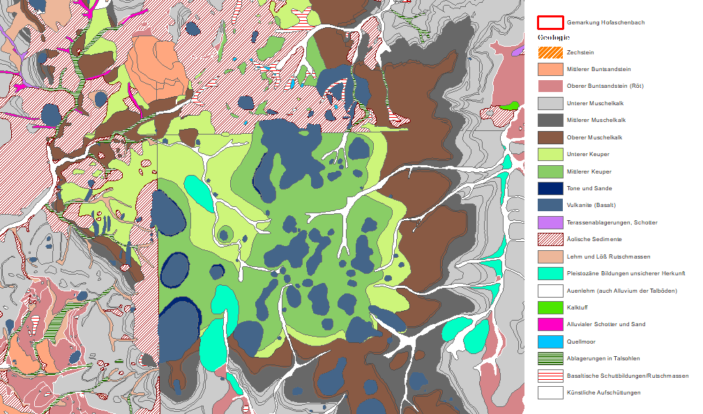 Karte mit verschieden Farbig makierten Bereichen
